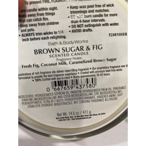 Bath & Body Works “Brown Sugar & Fig” New 3 Wick Candle - Picture 6 of 7